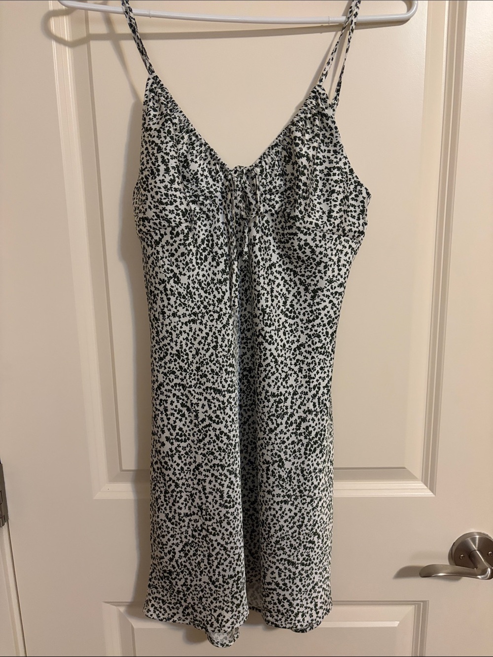 Bershka White Dress with Gray Floral Print